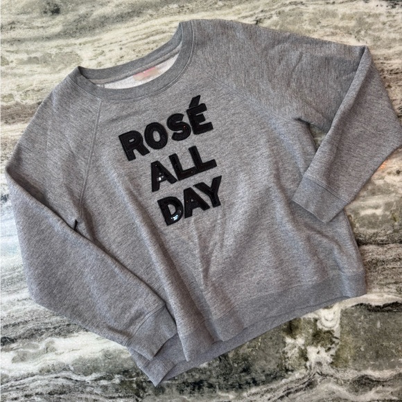 Grey Sweatshirt with 'Rosé All Day' Design Betsy Johnson - Picture 1 of 3